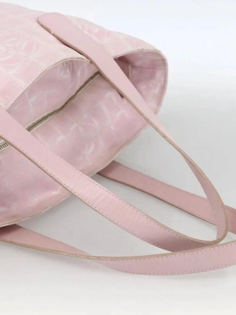 CHANEL New Travel Line Tote Bag Nylon Pink Gold CC Auth BA11991